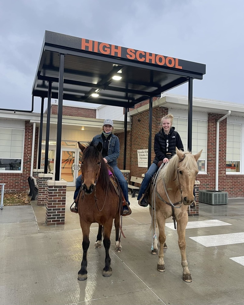 Students Ride Horses to School 
